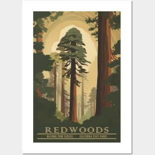 Redwood National Park Vintage Travel Poster Posters and Art